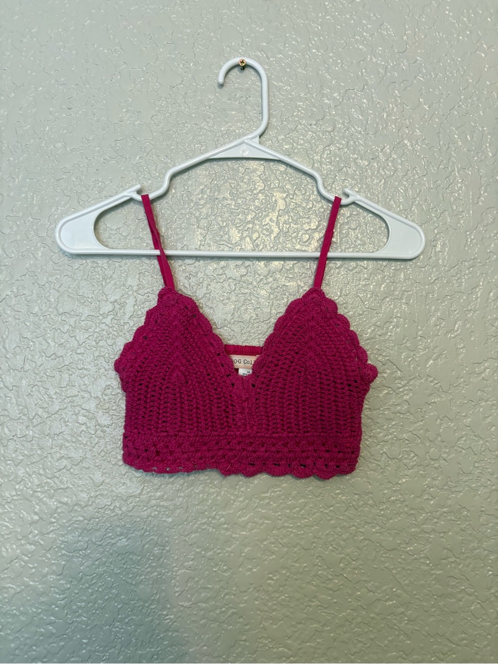Scalloped Pink Crochet Bralette Crop Top Tank